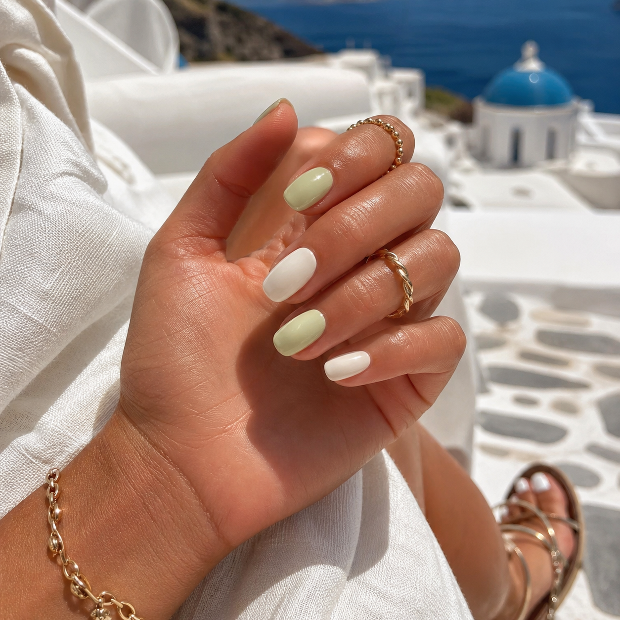 The Greek Island Manicure Palette for June 2025: Orange, Caramel, Pistachio and Milky White image 1