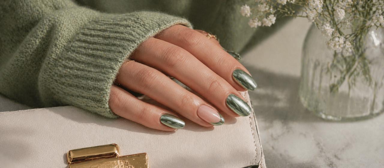 Green Chrome Nails for St. Patrick's Month Without Looking Costume-y image 2