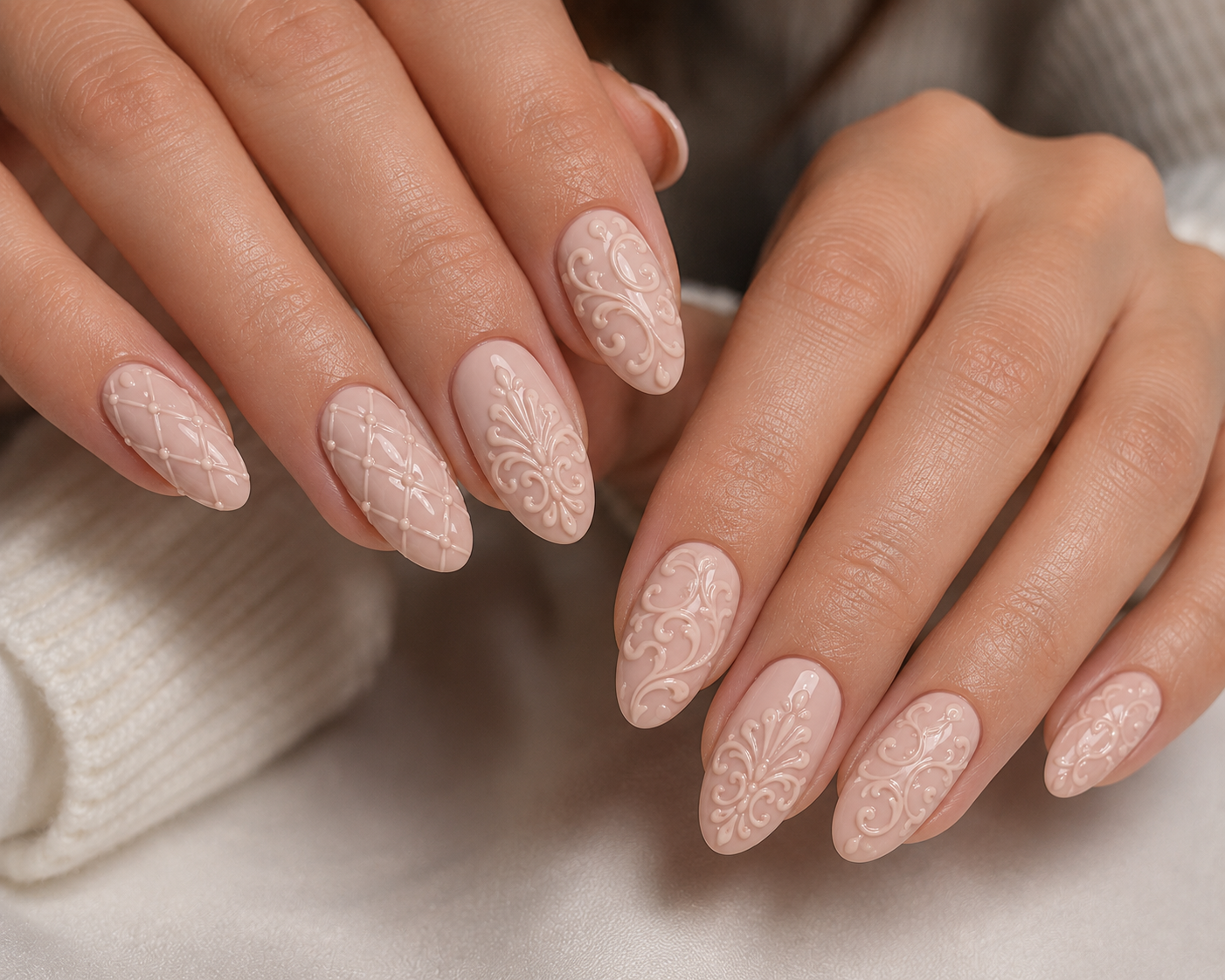 Embossed Gel Patterns: Elegant Raised Designs That Look Like Luxury Fabric