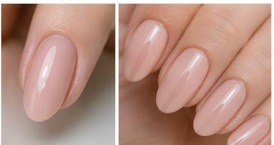 Soft nude base for dot-to-line nail art