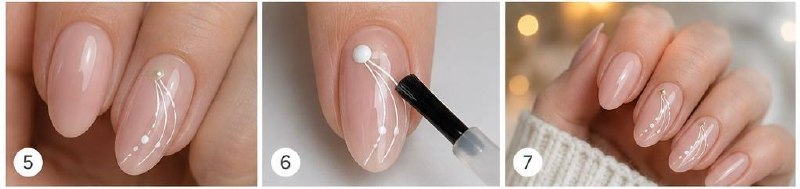 Finished dot-to-line nails with glossy top coat