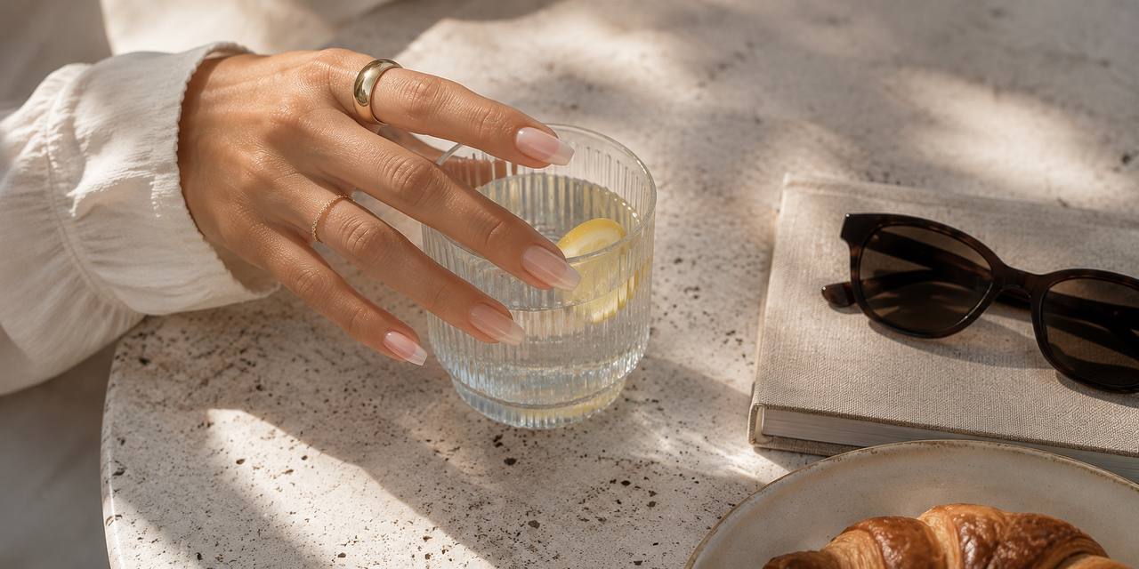 Pastel French manicure detail
