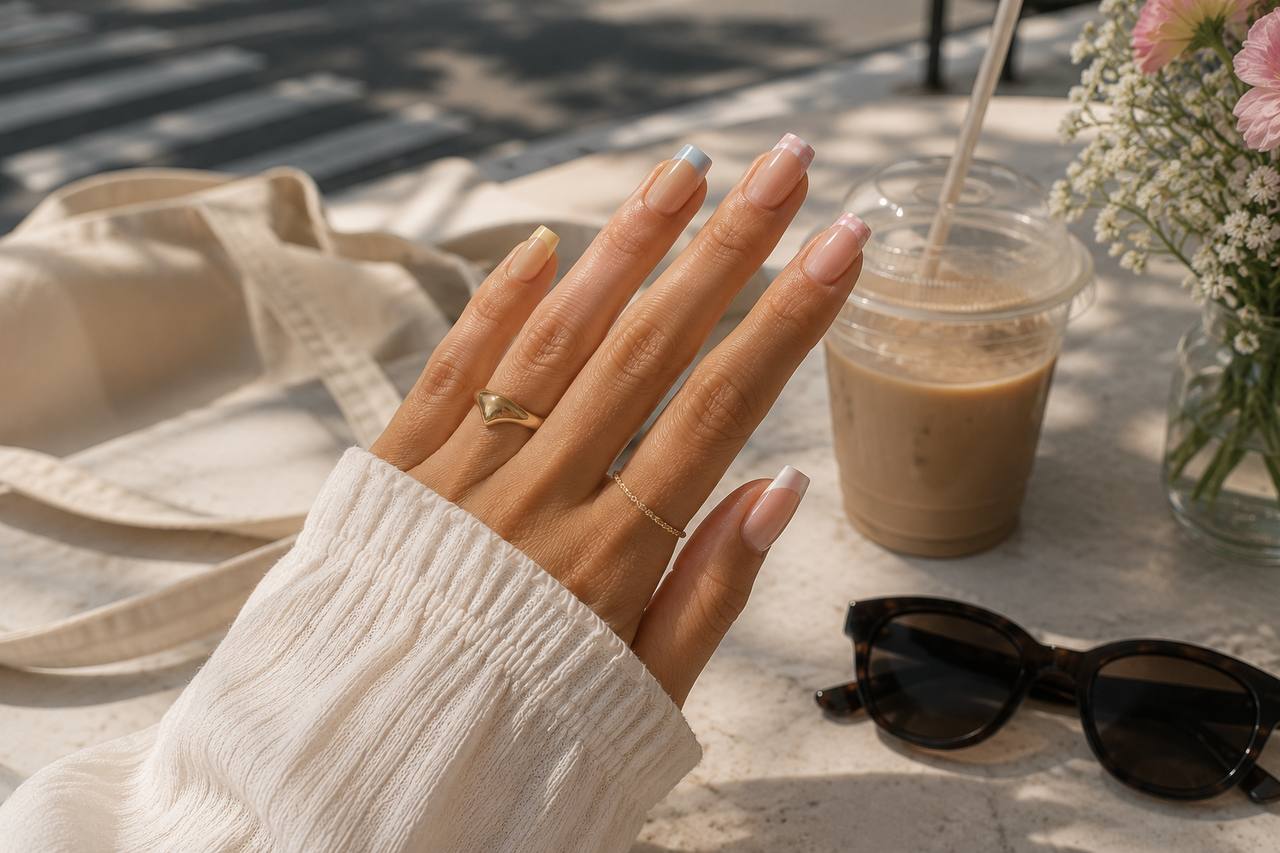 Summer café manicure detail