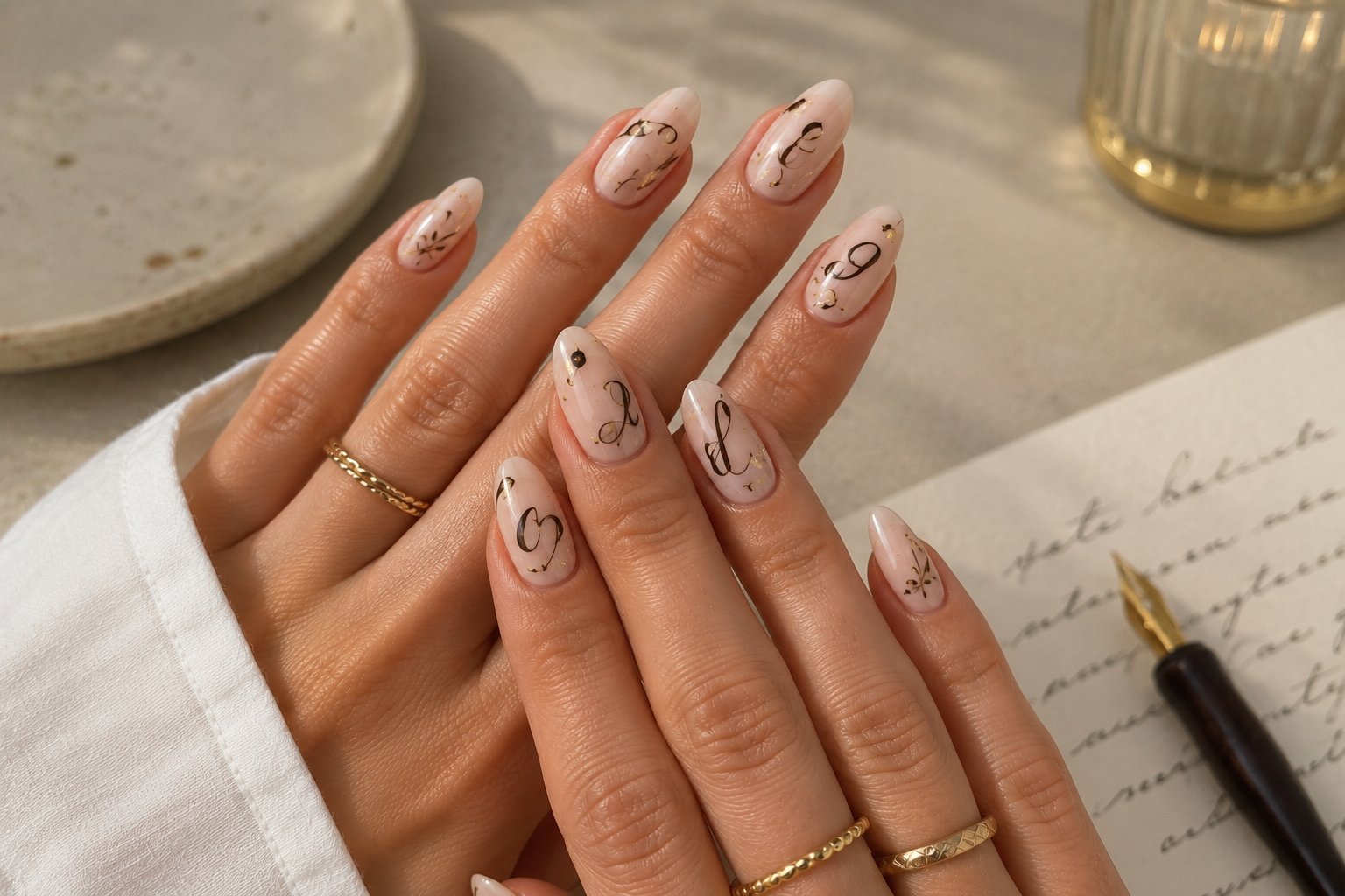 Calligraphy-Style Strokes: When Your Nails Become a Love Letter to Elegance